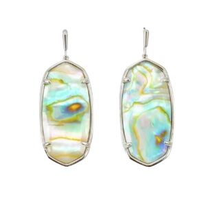 Kendra Scott Faceted Elle Silver Drop Earrings | Iridescent Abalone | Retired